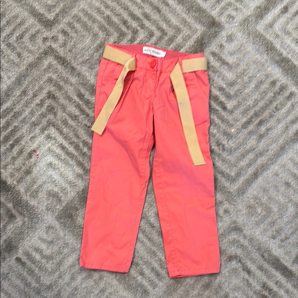 Mini Boden Coral Pants with Tan Belt